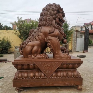 Sculpture de <span class=keywords><strong>lion</strong></span> en bronze grandeur nature sur mesure, coulée dans le Hebei, Chine, pour la décoration d'entrée extérieure - Product Image 4