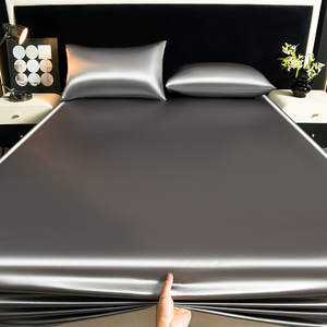 Nouvel ensemble de literie 3 pièces en satin soyeux 2026, <span class=keywords><strong>drap</strong></span>-<span class=keywords><strong>housse</strong></span> doux et brillant effet plume brume chaude avec taies d'oreiller - Product Image 5