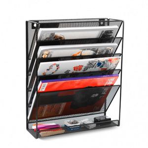 6 Tier Wall Mount <b>Document</b> Letter Tray Organizer Black Desk Organizer Set Hanging Office Accessories Hanging <b>File</b> Organiser - Product Image 4