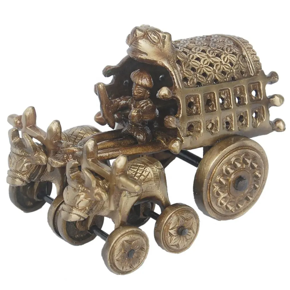 Antique Brass Bullock Giỏ Hàng Bull Giỏ Nghệ Thuật Dân Gian