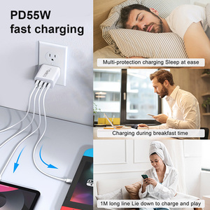 Hot bán 55W kép USB A + C PD 20W USB C Power Adapter đôi USB 3.1A nhanh chóng sạc tường sạc - Product Image 6