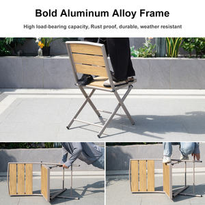 Meilleure vente Ensemble <span class=keywords><strong>de</strong></span> meubles <span class=keywords><strong>de</strong></span> <span class=keywords><strong>jardin</strong></span> pliables et portables avec cadre en <span class=keywords><strong>plastique</strong></span>, bois et aluminium, petite table basse et chaise pour balcon extérieur - Product Image 4