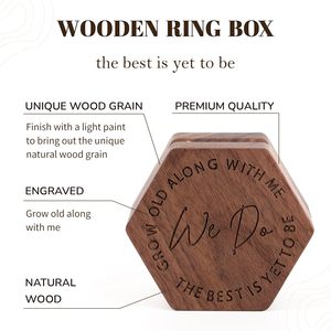 Emballage personnalisé Prix de fiançailles Boîte à bagues en bois Boîte à bagues Boîte au porteur en gros avec couvercle magnétique pour proposition - Product Image 2