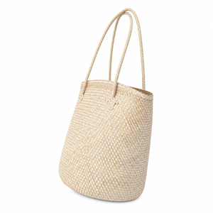 Bolso de mano ecológico de paja tejida, color sólido, estilo bohemio étnico, con parte superior abierta, para playa, otoño, para mujer, estilo Bali - Product Image 5