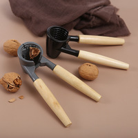 Pince à noix manuelle en alliage d'aluminium et bois pour cuisine, pour noix, noix de pécan, noix de cajou, amandes, noix de hickory, châtaignes, fruits de mer, ail, entonnoir