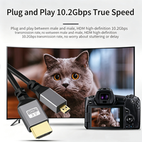 Câble vidéo personnalisé 4K60Hz HD 2.0 à ressort enroulé, coque en aluminium, plaqué or, gaine en PVC, mâle-mâle, pour ordinateur portable et projecteur