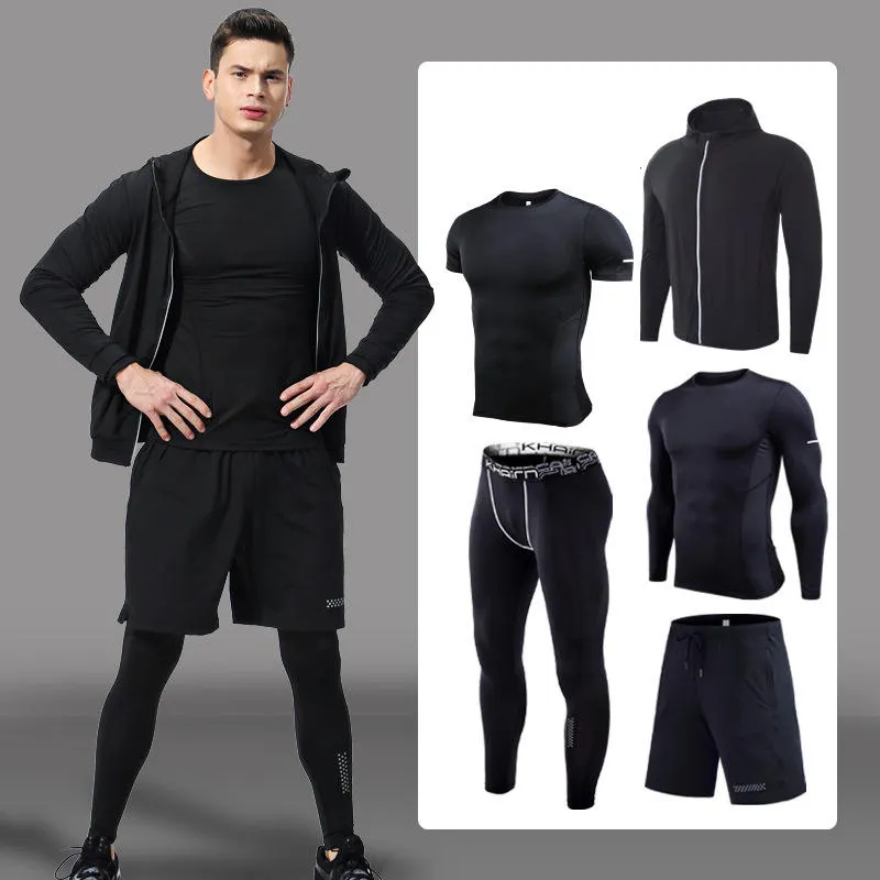 4 pezzi 5 pezzi uomo abbigliamento da allenamento ad asciugatura rapida Set abbigliamento da palestra tute da corsa abbigliamento da corsa traspirante tuta sportiva per uomo