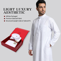 Nouvelle Thobe Saoudienne Blanche 2026 pour Hommes – Robe Arabe Musulmane Classique à Manches Longues, Jubba, Vêtement Islamique, Qamis, Dishdasha pour Ramadan et Aïd