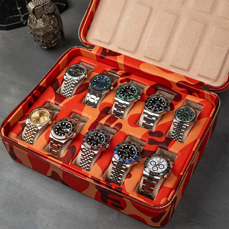 New style 10 slots men and women watches accessories storage watch roll box for travel