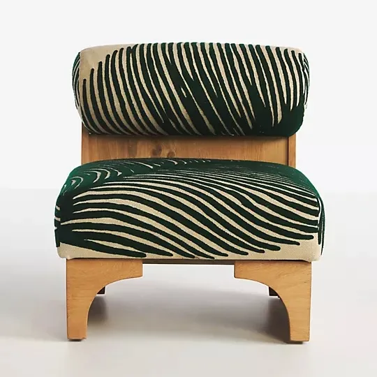 Silla de diseño de lujo para uso en interiores, muebles con marco de madera, silla tapizada con acento verde