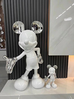 Statue de personnage de dessin animé moderne Mickey, peinture artistique en résine, décoration de la maison, salon, grande sculpture, ornement