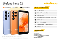 Ulefone Note 22, Teléfono Resistente con Batería Extraíble, 4G, Compacto, para Trabajo, Octa-core, 3GB+32GB, 3000mAh, 3 Ranuras para Tarjetas, Doble SIM, CE, FCC, RoHS