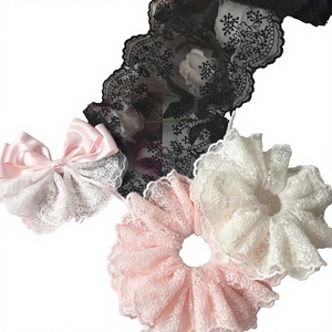 12cm Wide Floral Lace Trim DIY <strong>Large</strong> <strong>Bow</strong> Material White Milk Silk Handmade Hair Accessories Mesh Embroidery - Product Image 2