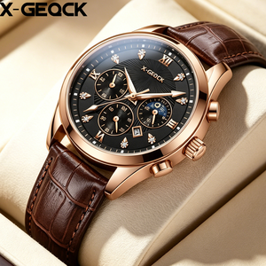 X-GEQCK Orologio al Quarzo da <span class=keywords><strong>Uomo</strong></span> in <span class=keywords><strong>Acciaio</strong></span> Inossidabile, Lussuoso <span class=keywords><strong>Cronografo</strong></span> Sportivo Impermeabile Personalizzabile - Product Image 1