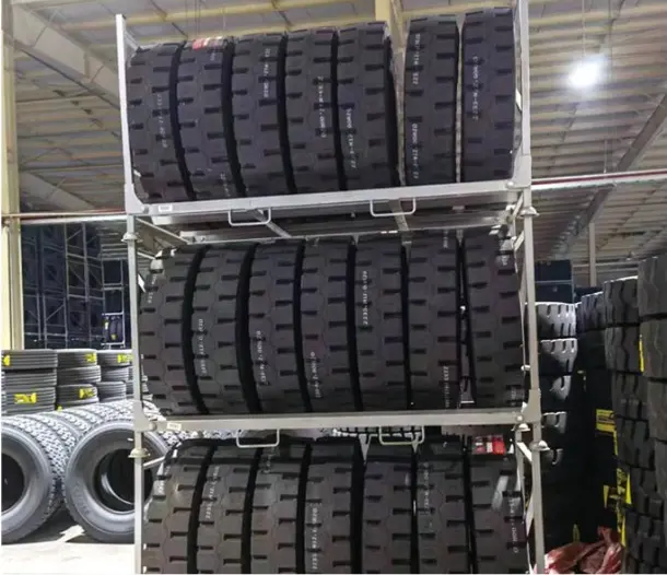 Customized Detachable Portable Stacking Tyres Storage Rack Foldable Portable Tires Rack for Warehouse Storage