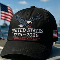 Topi Bisbol Tema Hari Kemerdekaan Amerika Katun Bordir Bernapas Tahan Panas Kasual 6-Panel