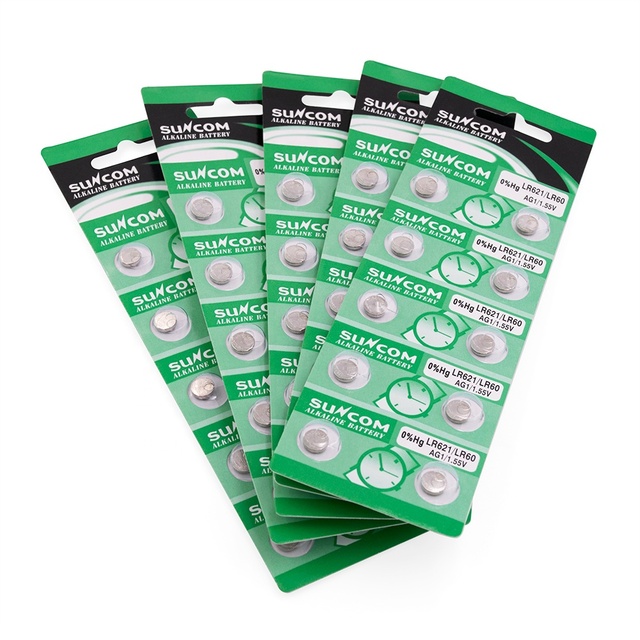SUNCOM 1.5v LR621 AG1 LR60 SR621SW Watch Battery Alkaline Button Battery Button Cells for LED Light