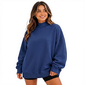 Sudadera Holgada sin Forro para Mujer, Diseño Oversize, Cuello Alto Simulado, Tejido de Algodón Transpirable y Ecológico - Product Image 1