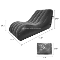 Sillón Inflable Individual para Acampar al Aire Libre, Sofá Cama Inflable en Forma de S con Asas para Sala de Estar