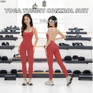 Mono de Yoga de Cintura Alta para Mujer, Control de Abdomen, Secado Rápido, Moldeador, Traje de Fitness de Longitud Completa, Spandex/Nailon - Product Image 2