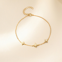 À la mode femmes bijoux cadeau Fine 925 argent 18k plaqué or géométrie étoile CZ nœud papillon breloque lien Bracelet