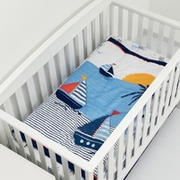 Parure de lit en coton, ensemble de literie pour bébé garçon, océan bleu, couette pour berceau, 4 pièces