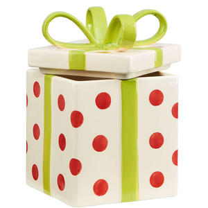 Natale Rosso Puntini o Diamanti In Ceramica di Stoccaggio Cookie di Regalo Vaso di ceramica biscotto vaso <span class=keywords><strong>per</strong></span> I Regali o di Natale Decor - Product Image 2