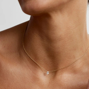 จี้เพชรทรงรีคิวบิกเซอร์โคเนีย สร้อยคอแฟชั่น เครื่องประดับสำหรับผู้หญิง สร้อยคอขายส่ง เงินแท้ 925 สร้อยคอแบบมินิมอล - Product Image 2