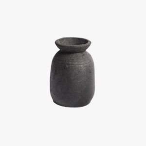 The Rustic Bali Ceramic <b>Vase</b> from Home Basket, featuring a black glaze finish and handcrafted charm, is perfect for flowers. - Product Image 1