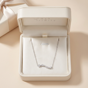Modern Minimal Curved‑Design 18K <b>Solid</b> White <b>Gold</b> Real Natural Diamond <b>Pendant</b> Necklace Fine Jewelry For Women Daily Casual Wear - Product Image 4