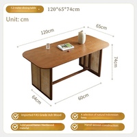 Ensemble de table à manger en bois massif Wabi Sabi, table rectangulaire en bois, chaises en rotin, banc, 6 places, meubles pour la maison