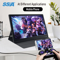 Écran portable breveté de 15,6 pouces 1080P IPS HDR USB C avec double type-C VESA haut-parleur étui en cuir pour ordinateur portable PC téléphone PS4