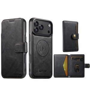 Étui portefeuille magnétique 3-en-1 en <span class=keywords><strong>cuir</strong></span> PU S26 Ultra pour <span class=keywords><strong>iPhone</strong></span> <span class=keywords><strong>12</strong></span> 13 14 15 16 17 Pro Max avec chargement sans fil - Product Image 6