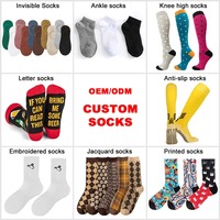 Chaussettes OEM personnalisées avec logo brodé, chaussettes fantaisie en coton, ensembles d'emballage, chaussettes unisexes pour femmes et hommes, chaussettes personnalisées pour hommes