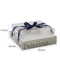 Nouvelle boîte d'emballage rectangulaire à quatre compartiments en carton alimentaire pour desserts, personnalisable avec logo, impression offset pour gâteaux et mousses