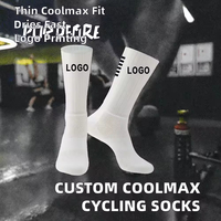 Chaussettes de sport cyclisme avec logo sous le pied, antidérapantes en silicone, ligne blanche, pour jeunes, course à pied, aérodynamiques