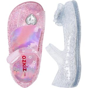 Ozkiz Girls' Sparkly <b>Jelly</b> <b>Sandals</b> Lightweight Slip-On Design Glitter Finish Cushioned Insole Flexible Heart Sole Melissa Logo - Product Image 2