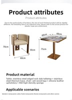 Meubles de restaurant commerciaux modernes et minimalistes OEM/ODM, tables carrées en acier inoxydable avec plateau en pierre, mousse haute densité