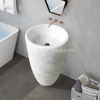 Lavabo de salle de bain autoportant moderne en pierre naturelle, lavabo sur piédestal en marbre de Carrare pour la maison, l'hôtel, la villa, la salle de bain