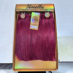 Barato al por mayor 8-30 "Alta Calidad brasileño humano doble dibujado onda de agua hueso extensión de cabello liso paquete 3 paquetes de descuento - Product Image 3