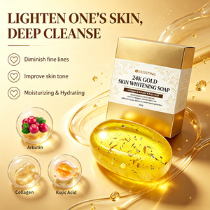 Savon de beauté artisanal biologique à étiquette privée, anti-taches brunes, nettoyant pour le visage, prévient l'hyperpigmentation, savon éclaircissant pour la peau à l'or 24 carats - Product Image 3