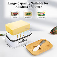 Beurrier de cuisine avec couvercle et couteau à beurre pour comptoir en métal avec joint en silicone