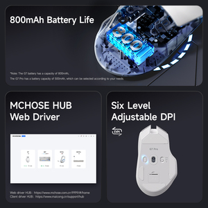 MCHOSE G7 Wireless <b>Mouse</b> RGB Backlit 6 Buttons Both Hands Ergonomic Design Office Gaming Sports Three-mode Wired 2.4G - Product Image 4