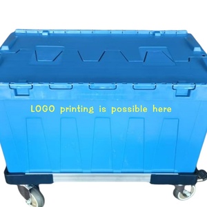 HRY46315 600*400*315Stackable <strong>Plastic</strong> Turnover Bins Box <strong>Crate</strong> with <strong>Lids</strong>: <strong>Nestable</strong> Design Cuts Shipping Costs - Product Image 3