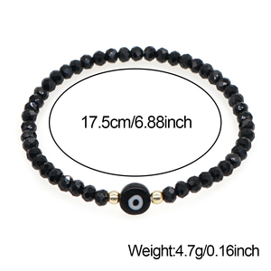 Braccialetto Elastico Resoul con Perline di Cristallo Sfaccettate e Occhio Turco, Amuleto Portafortuna Nazar, Protezione Ojo Turco, Stile Boho, Impilabile, Regalo Donna - Product Image 4