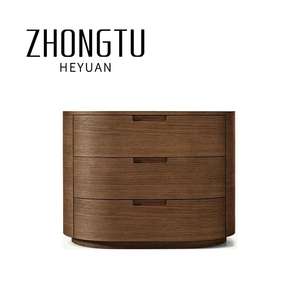 Comodino Ovale Moderno con 3 Cassetti, Tavolino in Legno per Camera da <span class=keywords><strong>Letto</strong></span>, Hotel, Villa, Appartamento, Stile Vintage - Product Image 5