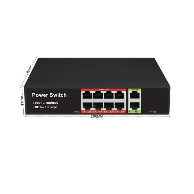 8+2PoEswitch Factory price Gigabit speed PoE technology for monitoring, high-performance PoE switch, energy saving,ready to use