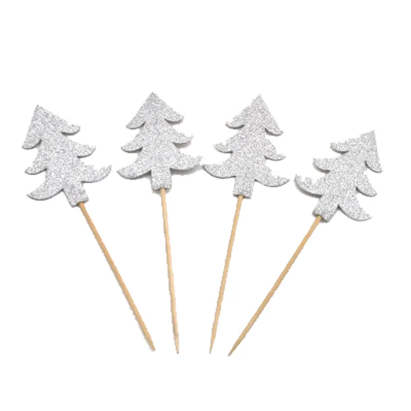 20 Stück Silber Weihnachts baum Picks Xmas Series Sticks Kunst Zahnstocher Cupcake/Obst/Ice Cream Toppers Party Dekoration