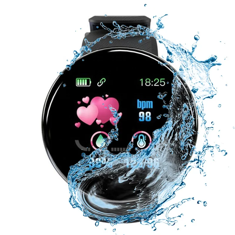 Yeni gelenler en ucuz Smartwatch Band ücretsiz örnek su geçirmez D18 telefonlar için akıllı saat Android bilezik