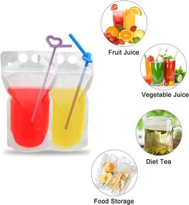 Bolsas <span class=keywords><strong>de</strong></span> bebidas transparentes reutilizables <span class=keywords><strong>de</strong></span> mano con pajita <span class=keywords><strong>de</strong></span> plástico resistente para bebidas frías y calientes, batidos <span class=keywords><strong>de</strong></span> jugo caliente - Product Image 2